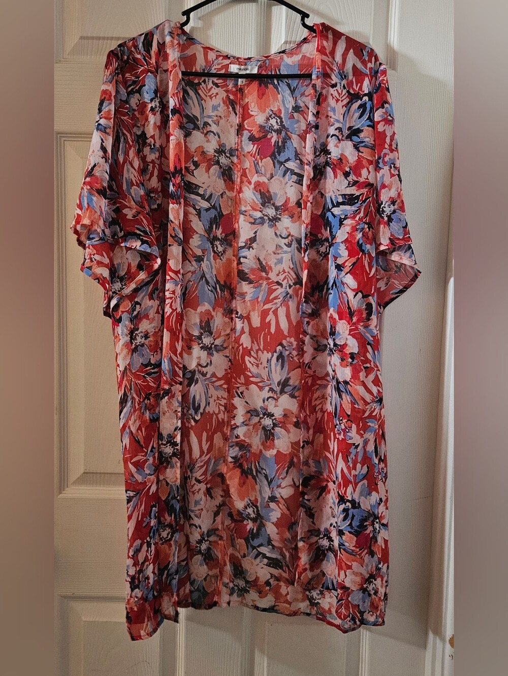 Maunces Semi Sheer Floral Kimono Cardigan